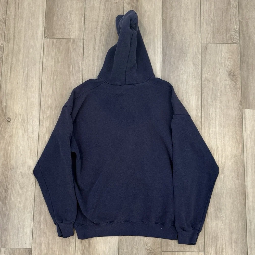 Vintage Lee Heavyweight Faded Navy Blue Gilroy Full Zip Hoodie Mens XXL USA Made